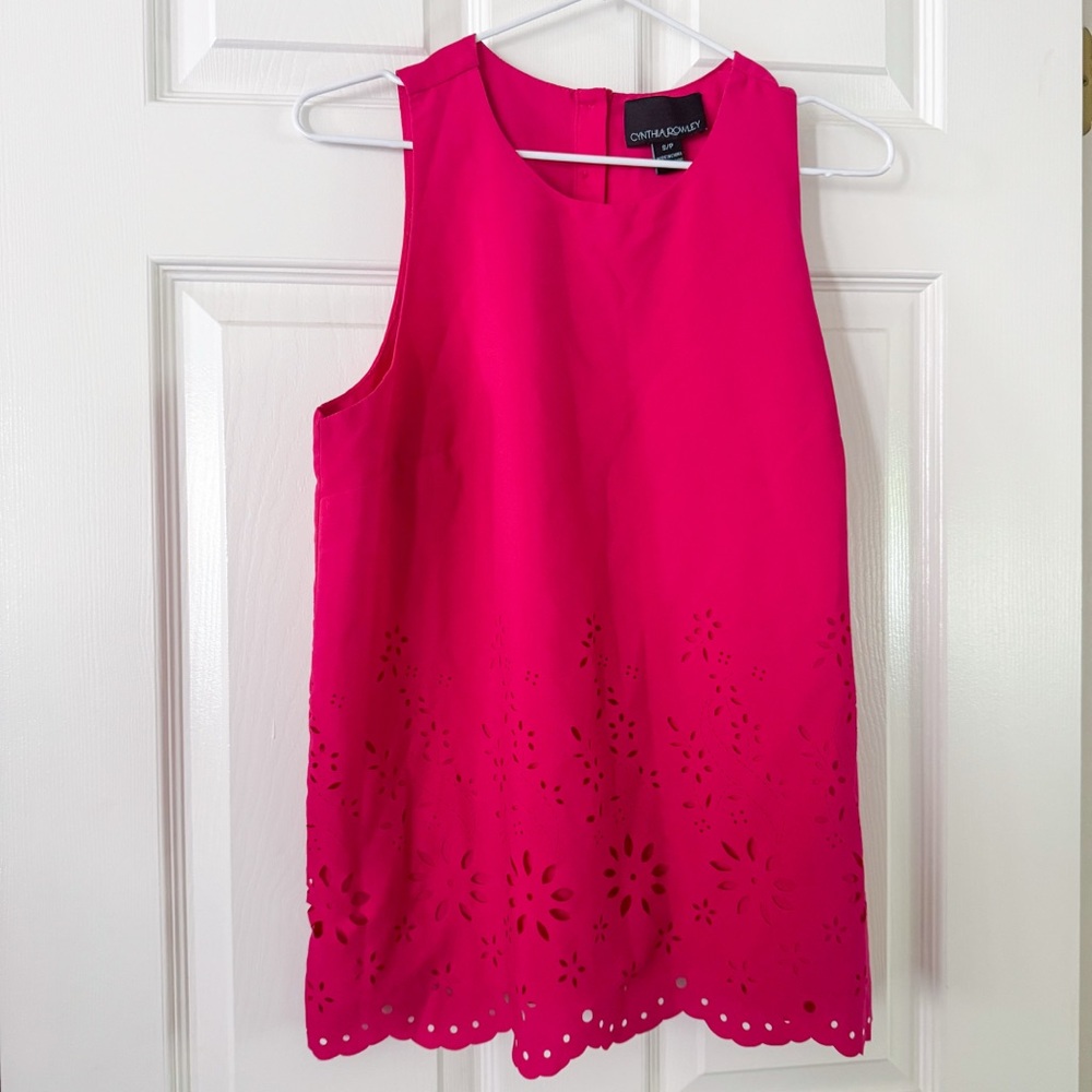 Anthropologie Cynthia Rowley Woman Sleeveless Die Cut Top Pink Size S,PTP 19”